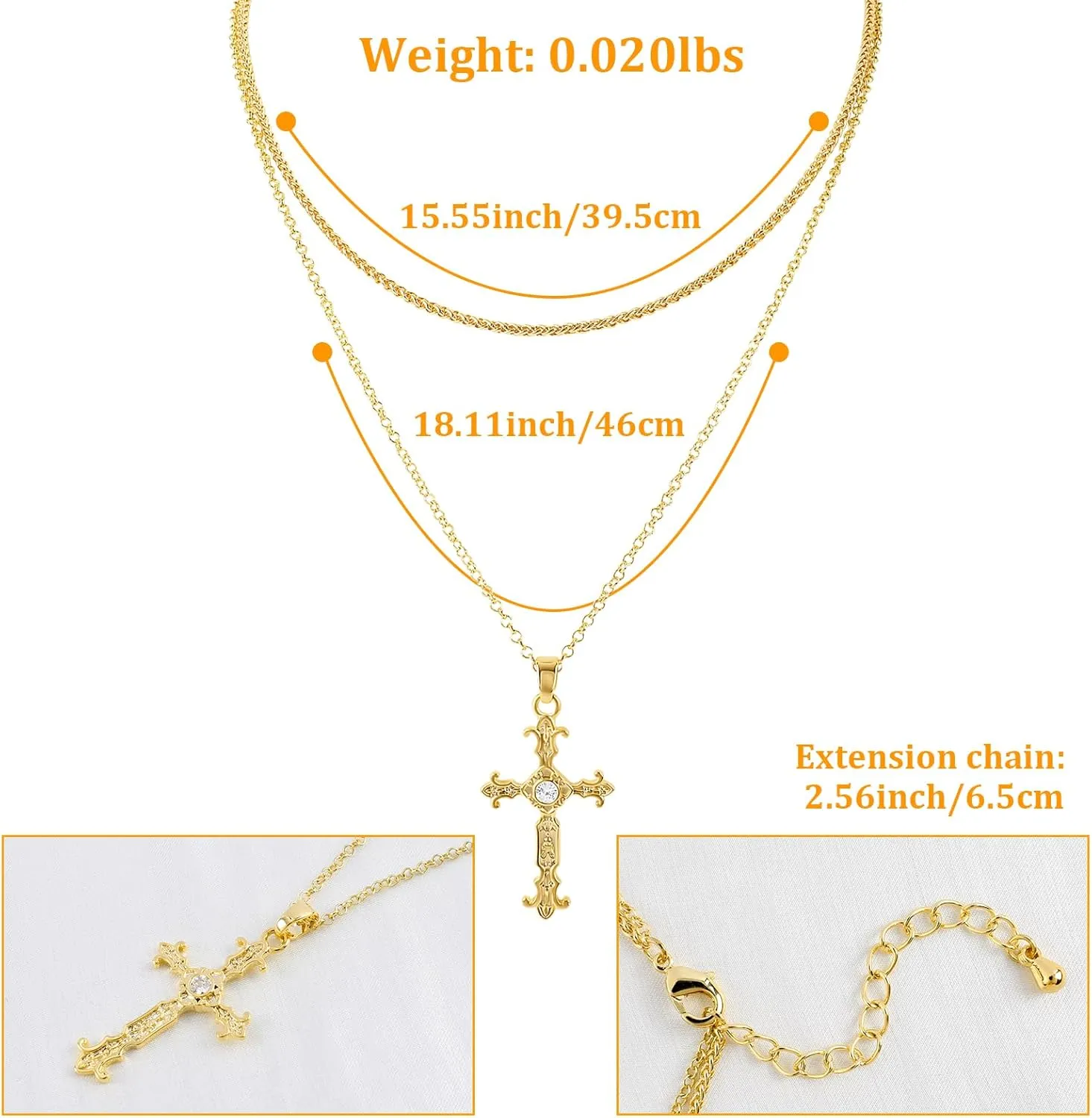Cross Necklace for Women, 14K Gold Plated Dainty Crucifix Necklace CZ Faith Gold Cross Pendant Necklaces, Diamond Cross Pendant Dainty Cubic Zirconia Cross Necklace Jewelry Gift for Her