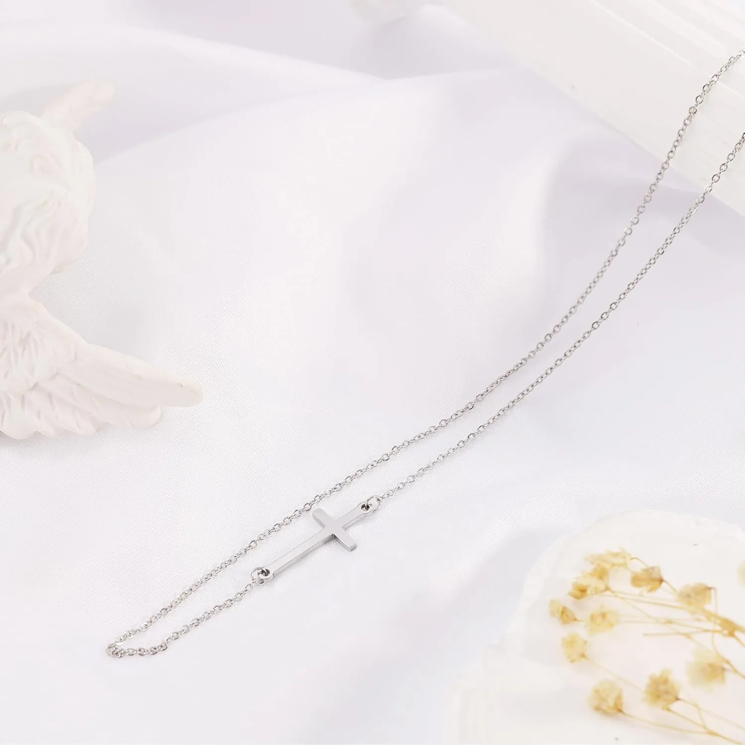 Cross Necklace for Women - 18K Gold Plated Cross Necklace Dainty Gold Cross Necklace Tiny Sideway Cross Choker Necklace Gold Cross Necklaces for Women Gold Jewelry for Women Gifts