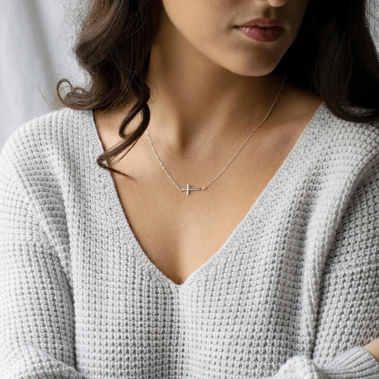 Cross Necklace for Women - 18K Gold Plated Cross Necklace Dainty Gold Cross Necklace Tiny Sideway Cross Choker Necklace Gold Cross Necklaces for Women Gold Jewelry for Women Gifts