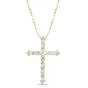 Cross Necklace with 1.00ct of Laboratory Grown Diamonds in 9ct Yellow Gold