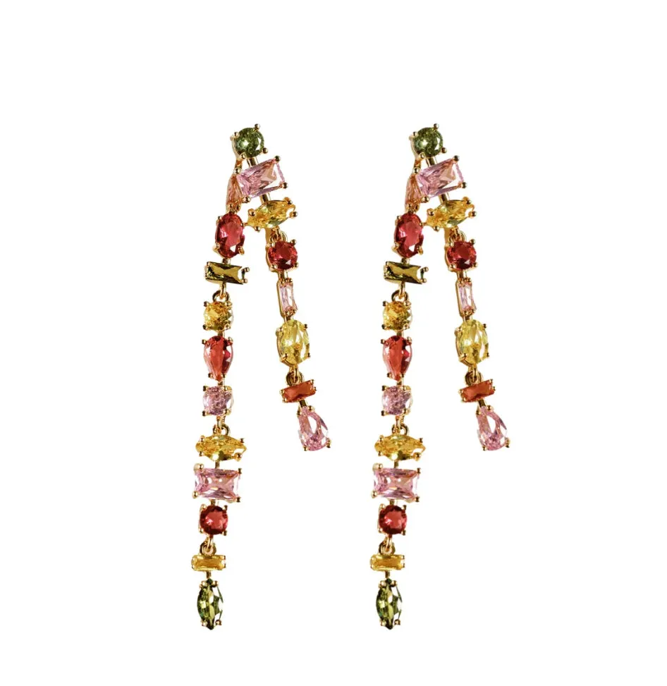 Crystal Layered Duster Statement Earrings