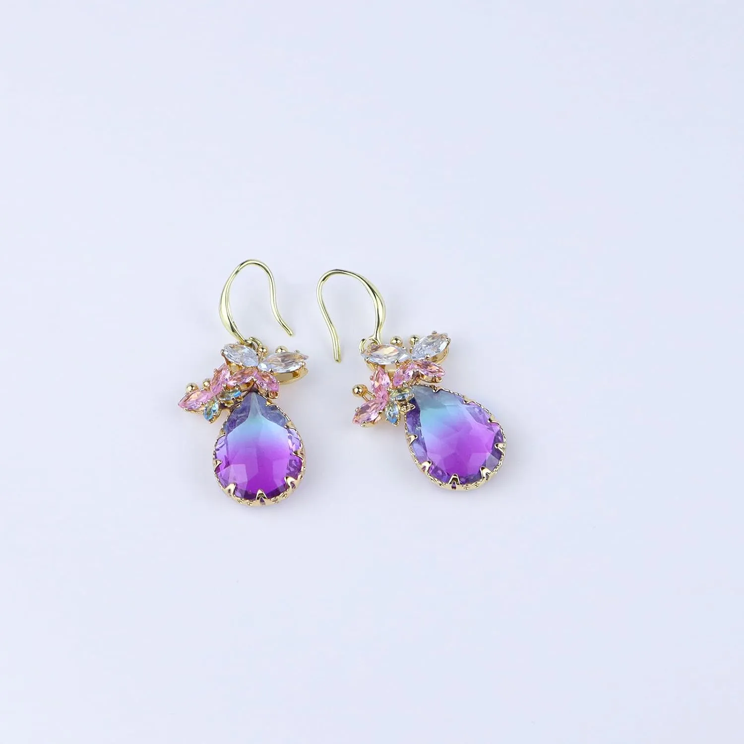 Crystal Teardrop Earrings CZ Butterfly Earrings Gold Dangle Earrings Jewelry Gift for Women