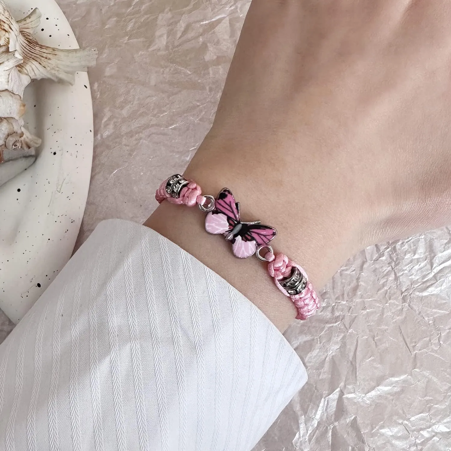 CSIYANJRY99 Friendship Butterfly Bracelet for Women Always Believe in Yourself Butterfly Bracelet Adjustable Braided Rope Butterfly Charm Bracelet Friendship Matching Bracelet