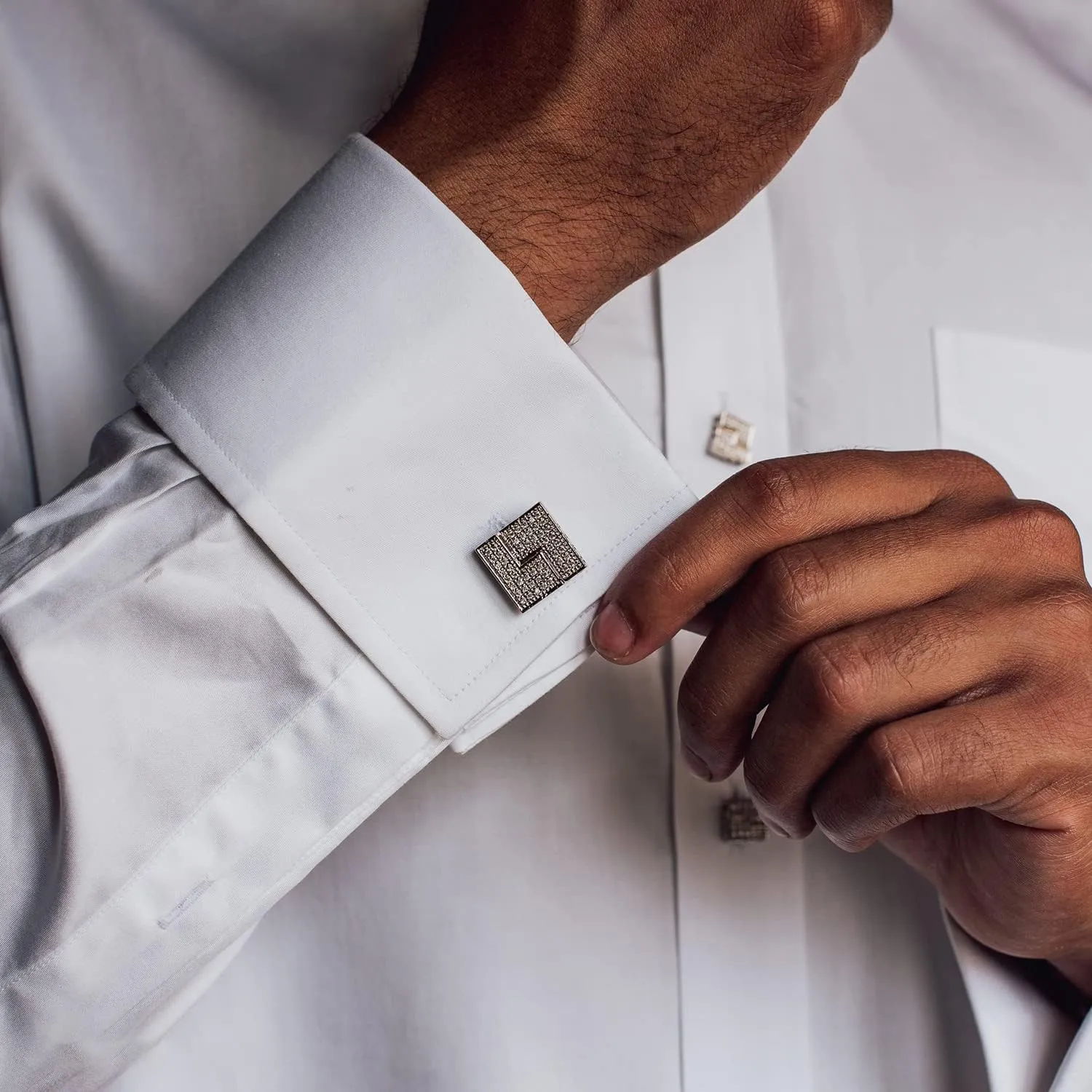 Cufflinks for Men Tuxedo Studs Set and Cufflinks Sets Cuff links mens Handcrafted Sterling Silver 21k Gold Roduim Pleated