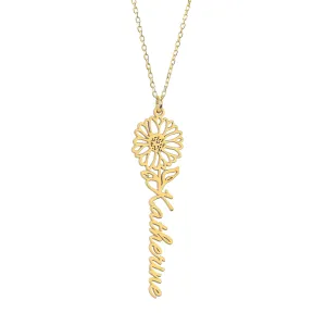 Custom Birth Flower Name Necklace, Handcrafted Personalized Jewelry, Unique Gift for Women and Girls.