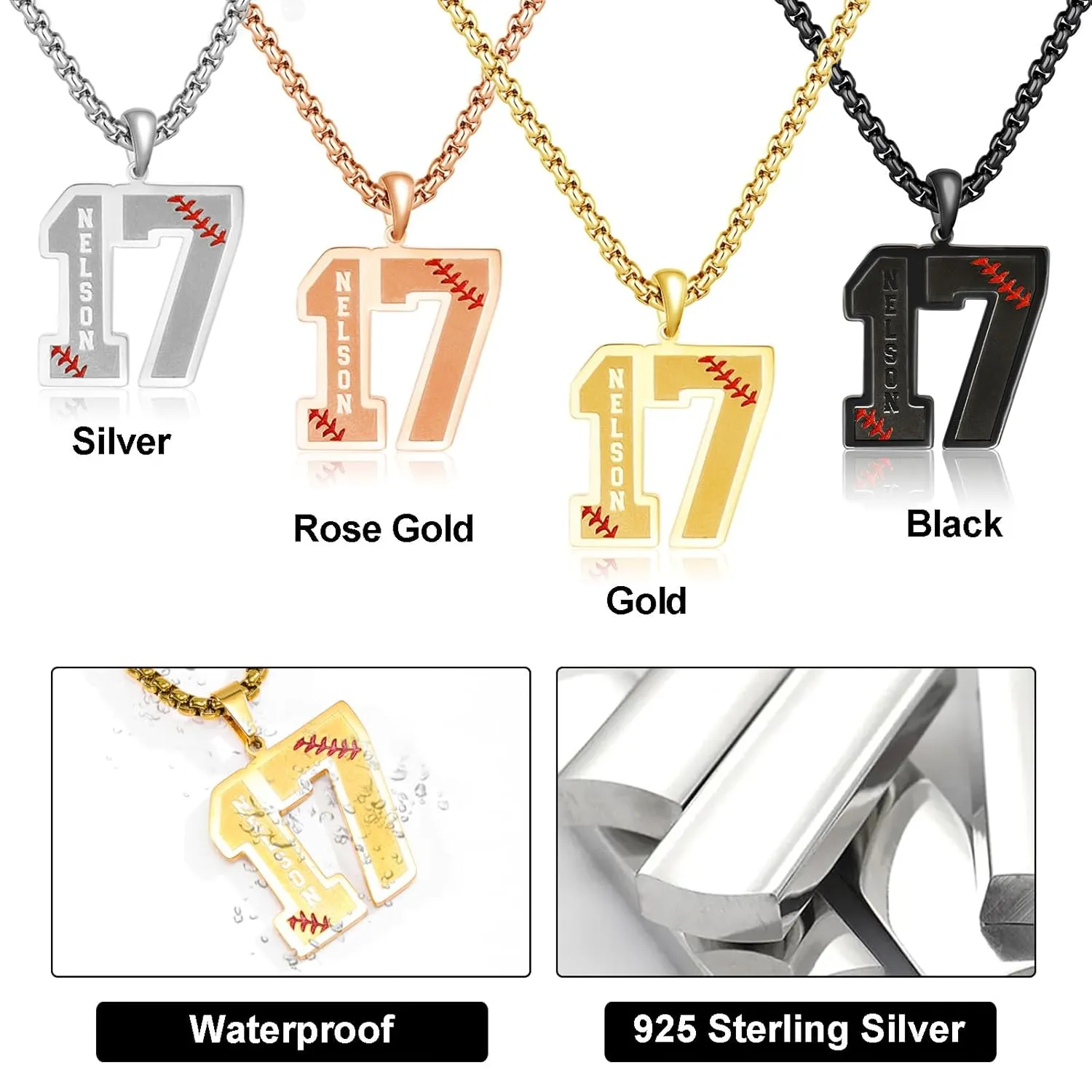 Custom Football Number Necklaces for Boys,18K Gold Plated Handmade Mens Baseball Necklace Athletes Jersey Number Necklace Personalized Football Team Gifts for Players