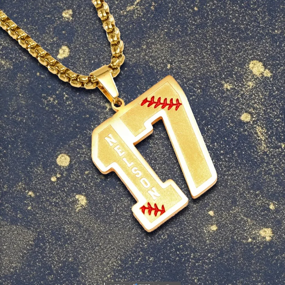 Custom Football Number Necklaces for Boys,18K Gold Plated Handmade Mens Baseball Necklace Athletes Jersey Number Necklace Personalized Football Team Gifts for Players
