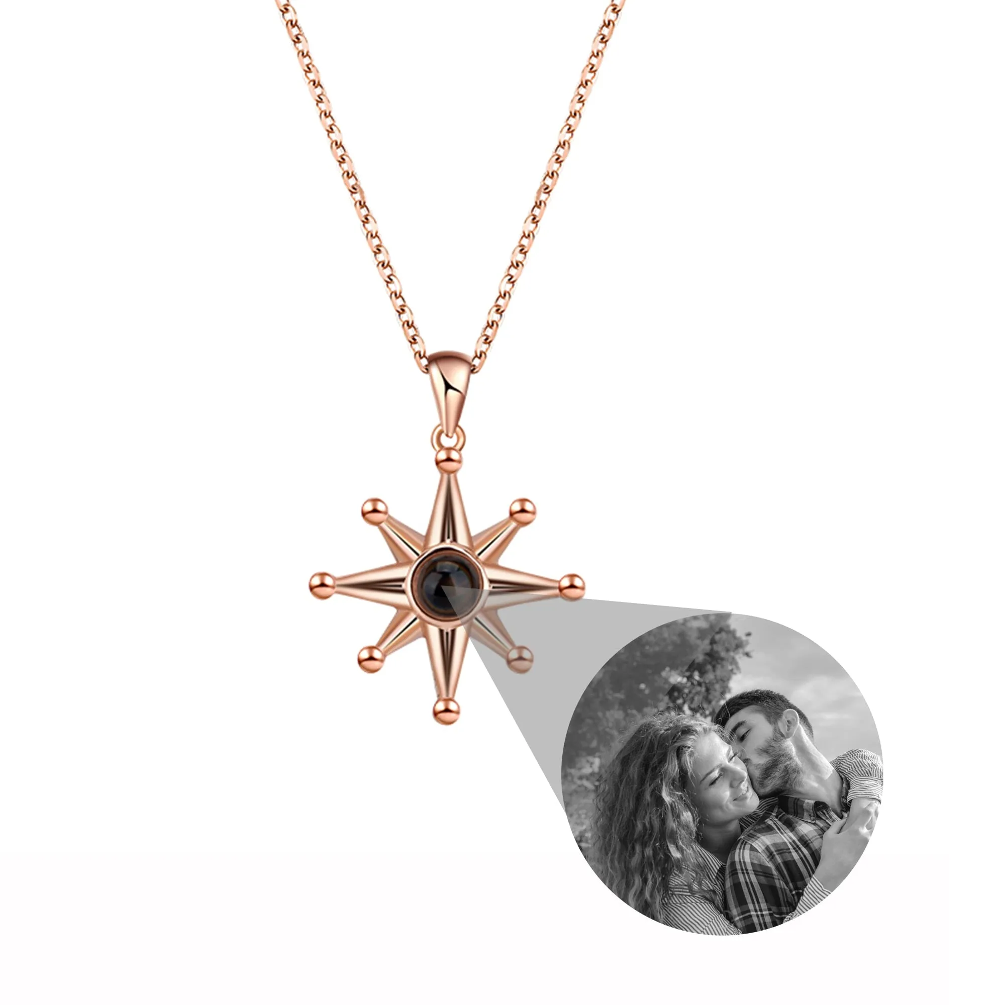 Custom Photo Necklace Flower Pendant Personalized Projection Jewelry