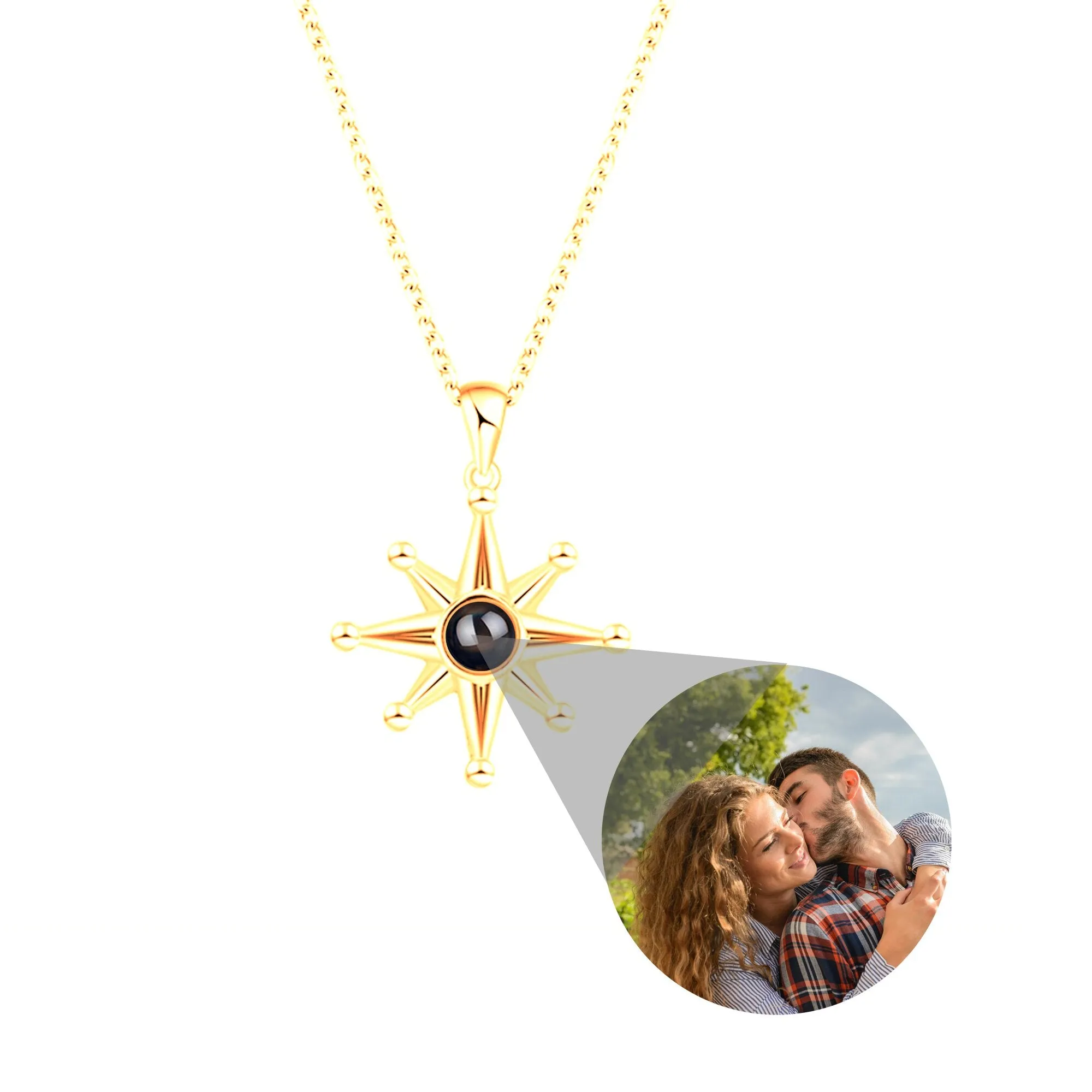Custom Photo Necklace Flower Pendant Personalized Projection Jewelry