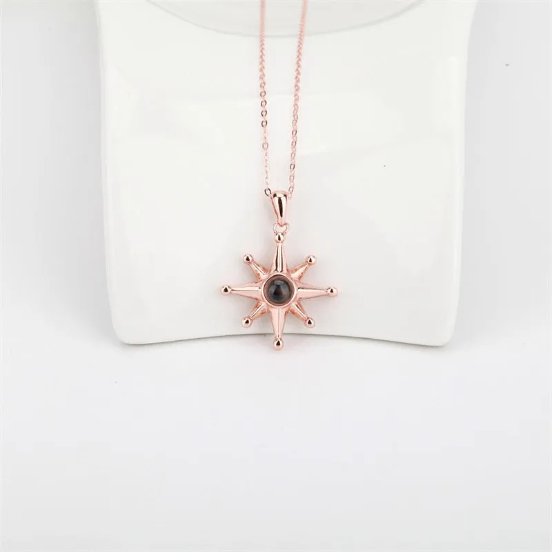 Custom Photo Necklace Flower Pendant Personalized Projection Jewelry