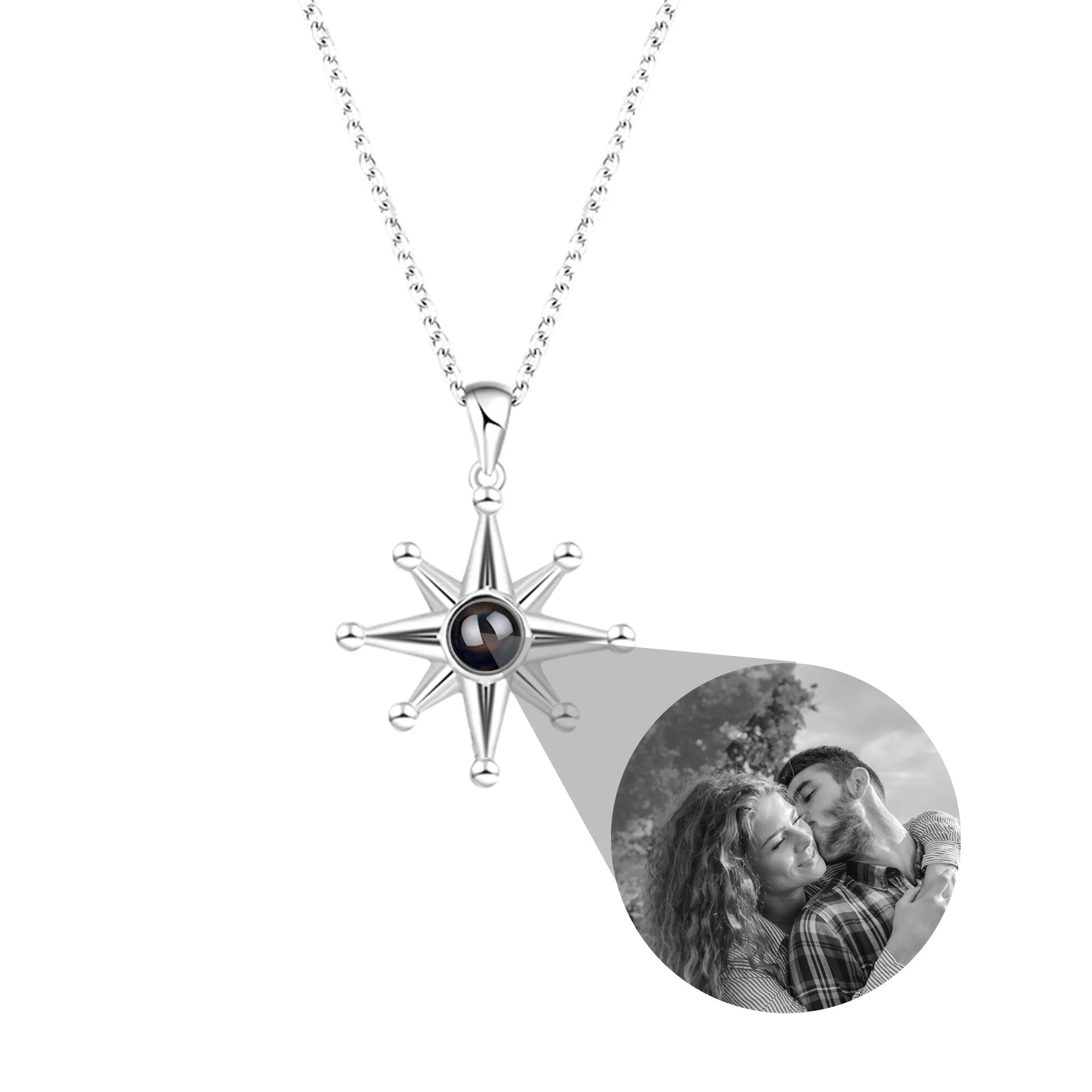 Custom Photo Necklace Flower Pendant Personalized Projection Jewelry
