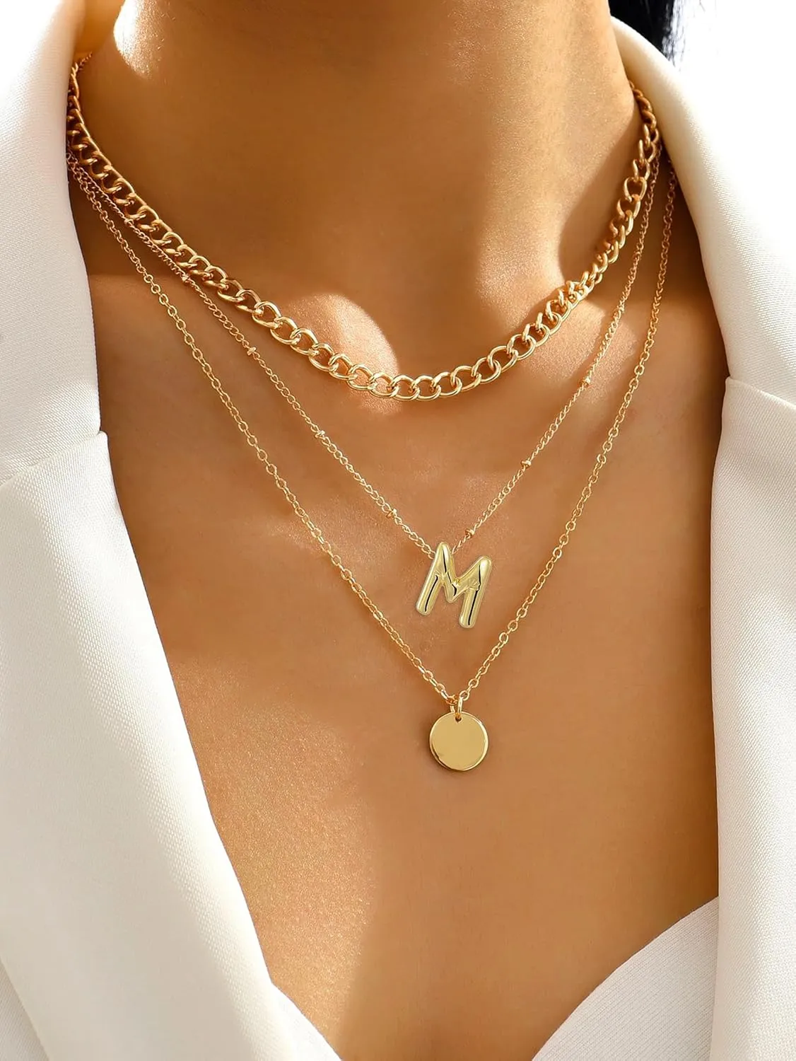 Cute Bubble Letter Necklace Balloon Initial Name Necklaces for Women Dainty Gold Initial Charm Pendant 14K Gold Plated Trendy Chunky Jewelry Gift