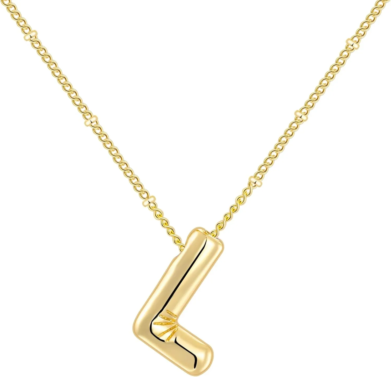 Cute Bubble Letter Necklace Balloon Initial Name Necklaces for Women Dainty Gold Initial Charm Pendant 14K Gold Plated Trendy Chunky Jewelry Gift