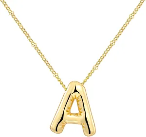 Cute Bubble Letter Necklace Balloon Initial Name Necklaces for Women Dainty Gold Initial Charm Pendant 14K Gold Plated Trendy Chunky Jewelry Gift