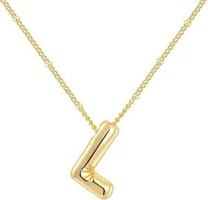Cute Bubble Letter Necklace Balloon Initial Name Necklaces for Women Dainty Gold Initial Charm Pendant 14K Gold Plated Trendy Chunky Jewelry Gift