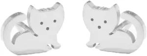 Cute Cat Tiny Stud Earrings for Women Teen Girls Stainless Steel Kitten Cartilage Small Studs Earring Simple Jewelry Gifts Birthday