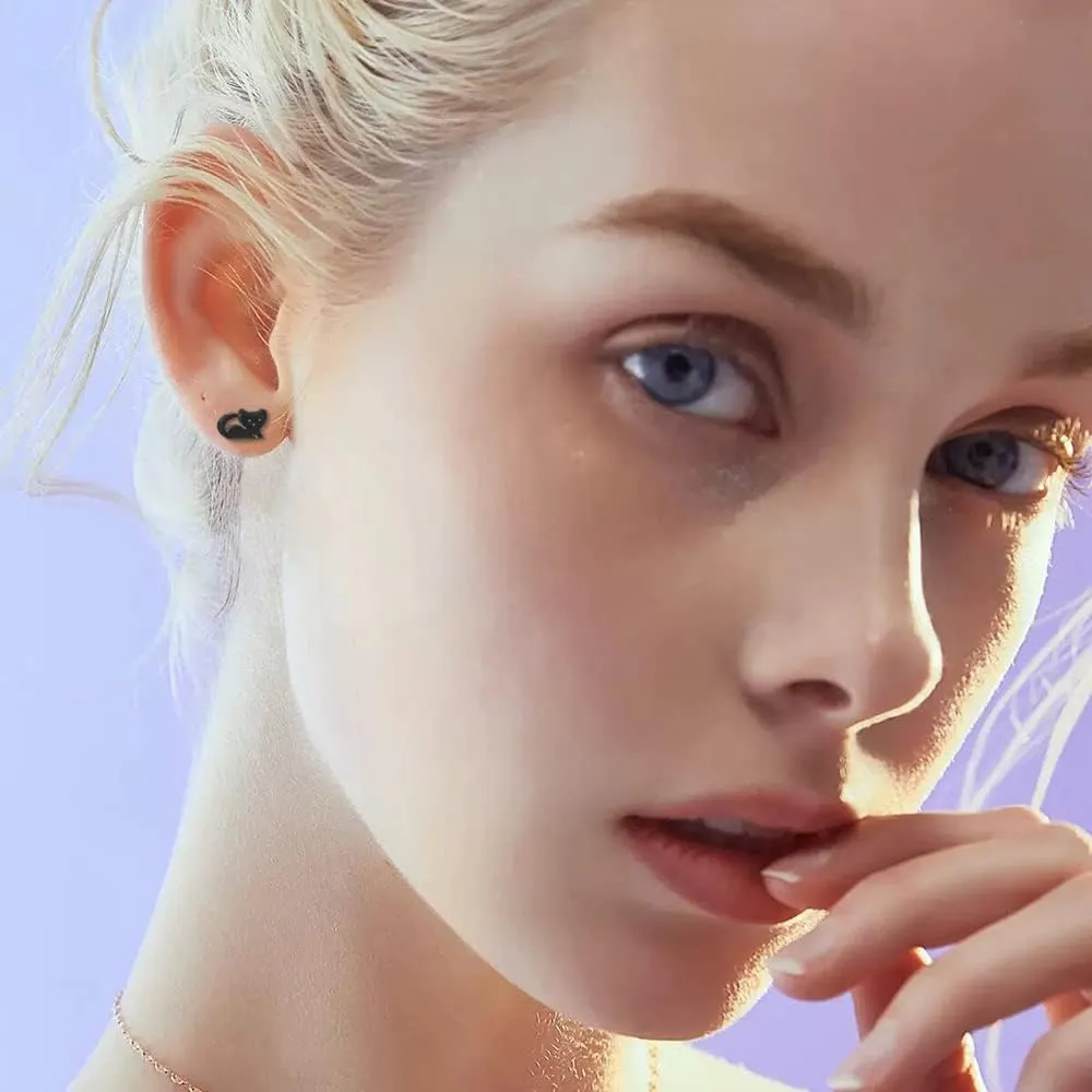 Cute Cat Tiny Stud Earrings for Women Teen Girls Stainless Steel Kitten Cartilage Small Studs Earring Simple Jewelry Gifts Birthday