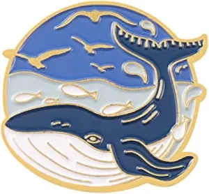 Cute whale Enamel Pin Brooch Metal Badge for Backpacks, Cartoon Animal Alloy Badge