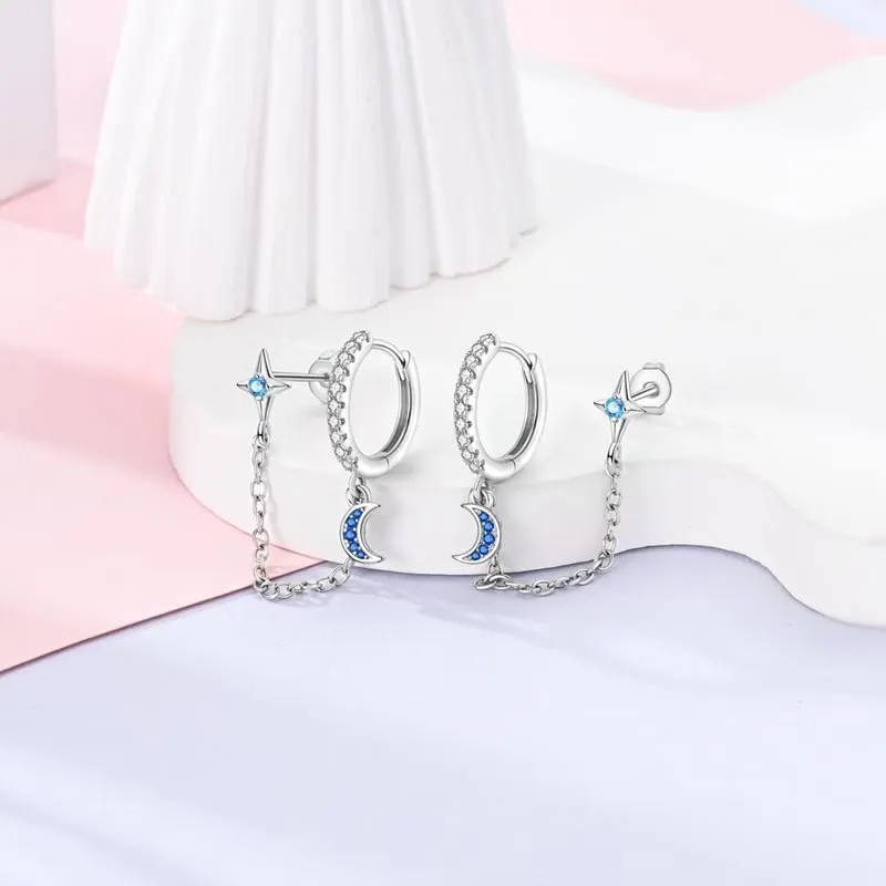 Cycuff 925 Sterling Silver Hoop Earrings Colorful Cubic Zirconia Jewelry Drop Earrings for Women Set Earring Gifts for Her