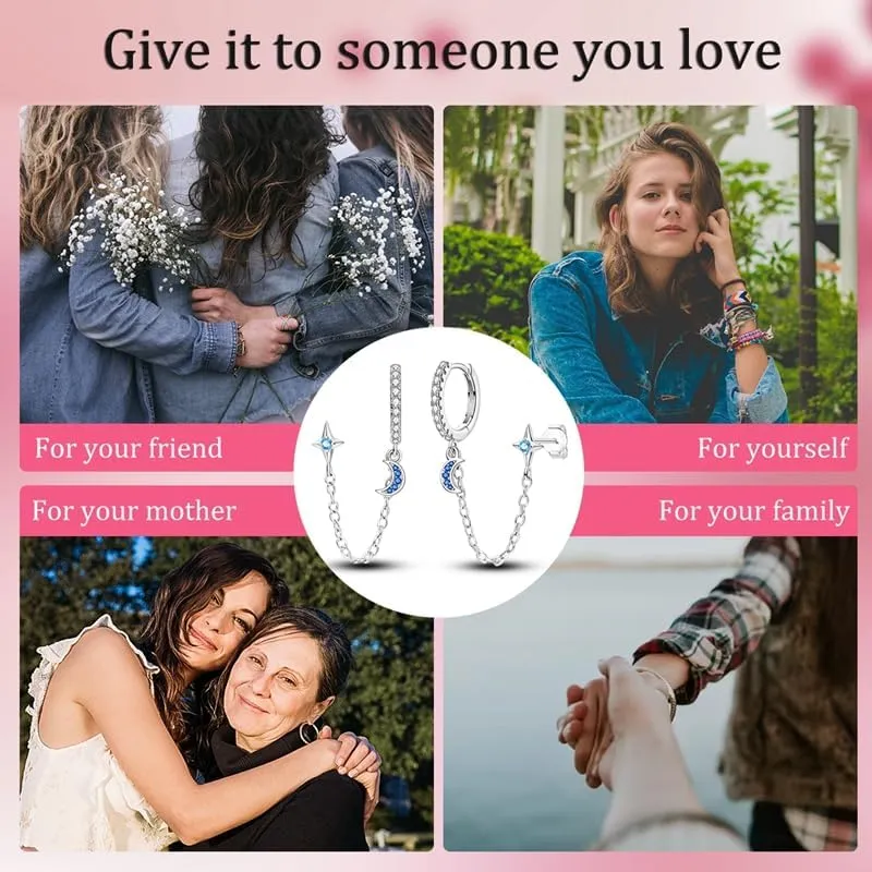 Cycuff 925 Sterling Silver Hoop Earrings Colorful Cubic Zirconia Jewelry Drop Earrings for Women Set Earring Gifts for Her