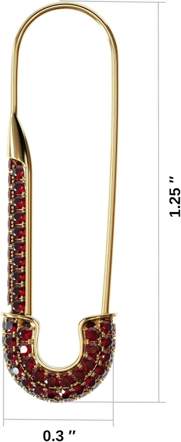 Dainty Cubic Zirconia Safety Pin Huggie Hoop Earrings - Hypoallergenic Golden tone Stud Post with Pave Crystal - Fashion Hoops Jewelry for Women and Girls