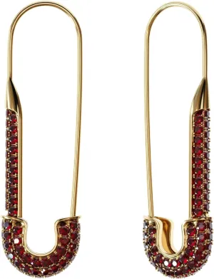 Dainty Cubic Zirconia Safety Pin Huggie Hoop Earrings - Hypoallergenic Golden tone Stud Post with Pave Crystal - Fashion Hoops Jewelry for Women and Girls