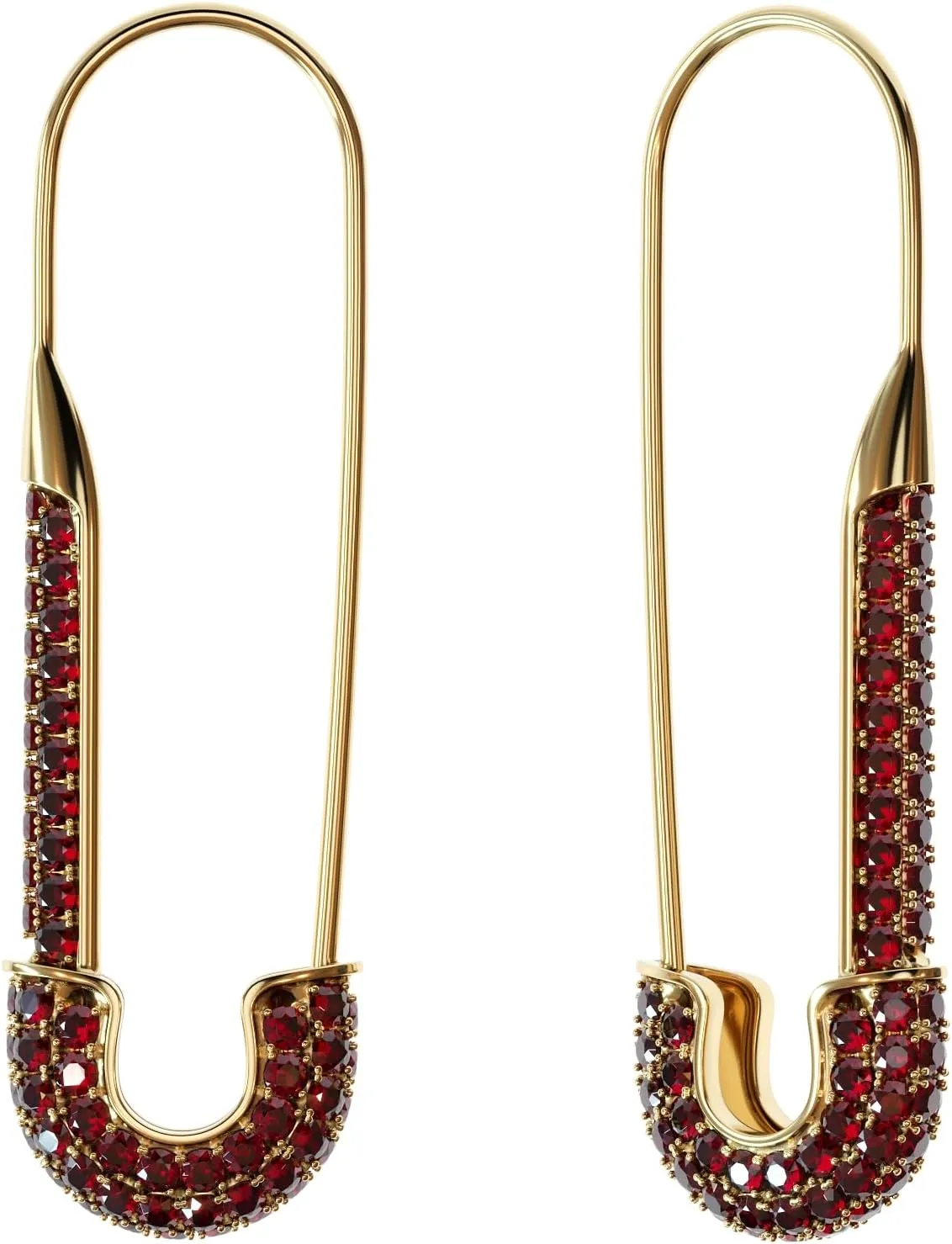 Dainty Cubic Zirconia Safety Pin Huggie Hoop Earrings - Hypoallergenic Golden tone Stud Post with Pave Crystal - Fashion Hoops Jewelry for Women and Girls