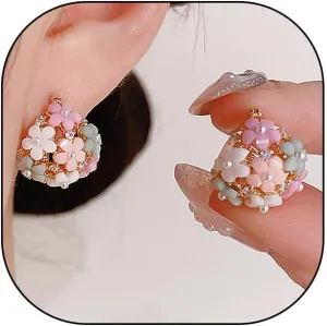 Dainty Flower Hoop Earrings Cute Colorful Pearl Rhinestone Floral Earrings Lightweight Blossom Statement Earrings Jewelry Accessory for Women Wife