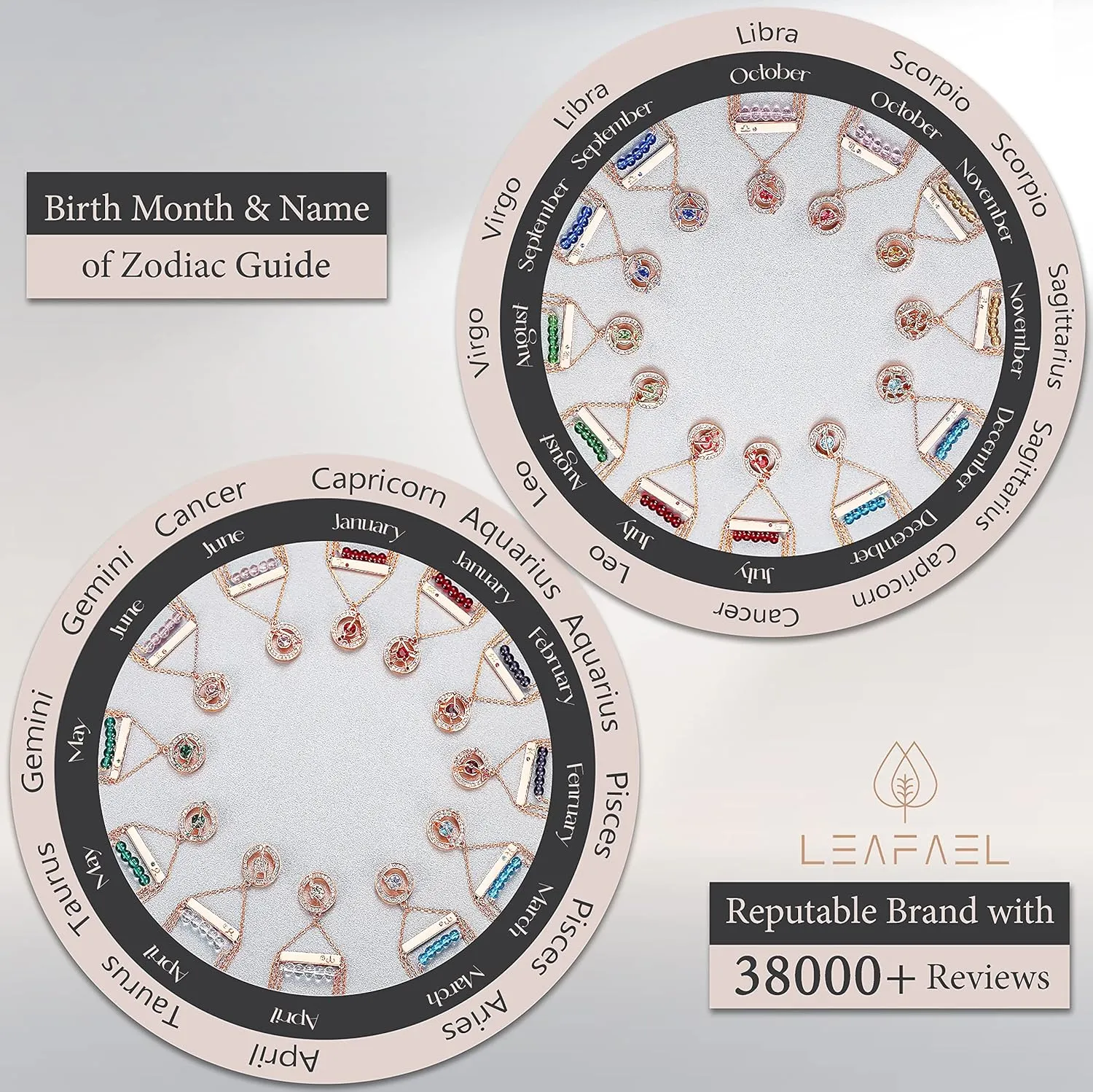 Dainty Layered Zodiac Necklaces for Women, 18K Rose Gold Plated, Bead Bar Y Pendant Multilayer Necklace, Birthstone Crystals Horoscope, Layering Minimalist Jewelry Birthday Gifts for Wife Mom