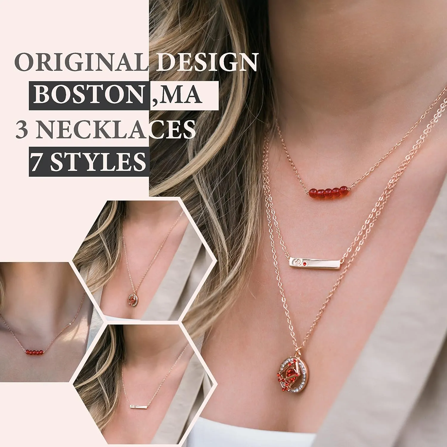 Dainty Layered Zodiac Necklaces for Women, 18K Rose Gold Plated, Bead Bar Y Pendant Multilayer Necklace, Birthstone Crystals Horoscope, Layering Minimalist Jewelry Birthday Gifts for Wife Mom