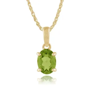 Damen 375 Gold 9ct Gelbgold Oval Peridot Klassische Klaue Anhänger Set Grün 45cm 8x6mm