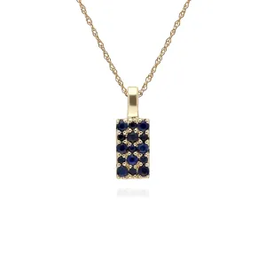 Damen 9 Karat Gelbes Gold Saphir Cluster Panel Anhänger auf 45cm Kette