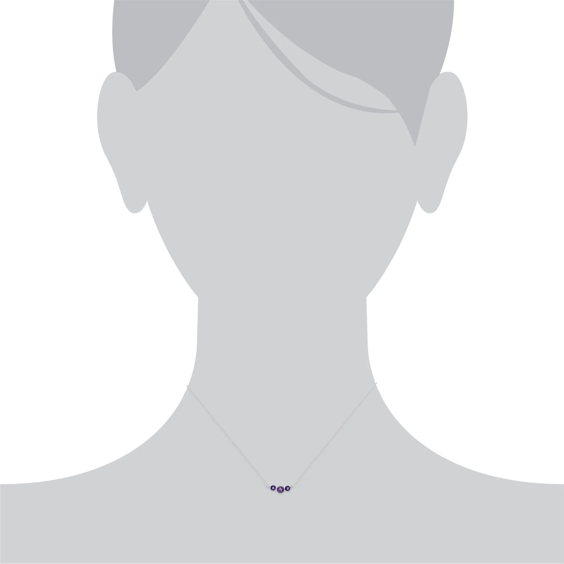 Damen Sterlingsilber Drei Stein Amethyst Rund Farbverlauf 45cm Halskette