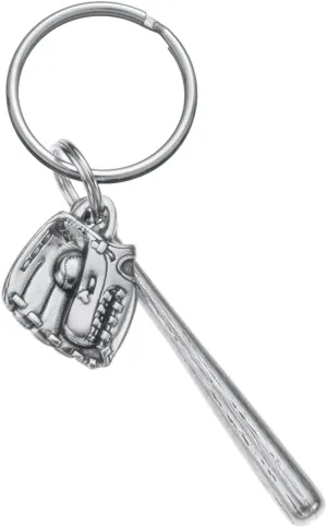 DANFORTH- Baseball Bat & Glove Keyring  Handcrafted Pewter Baseball Keychain - Made In USA
