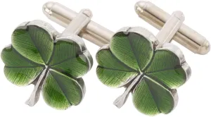 DANFORTH Four Leaf Clover Cufflinks for Men | Handcrafted Pewter Shamrock Cufflinks, Green St. Patricks Day Accessories, Made in USA