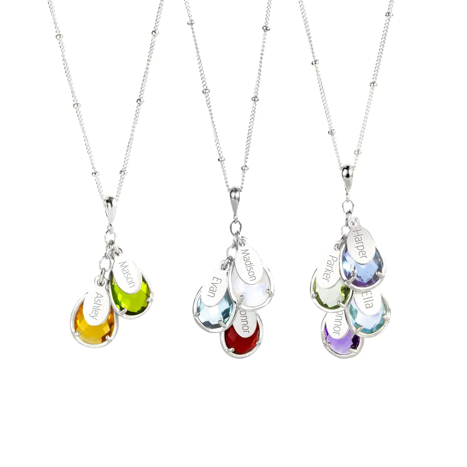 Danique Family Tree of Life Necklace Jewelry with Kids Names and Birthstones, Mother's Day Gift for Mom from Kids and Husband, Personalized Mother's Jewelry for Mom & Grandma [TPCSwOV] (Multi Stone)