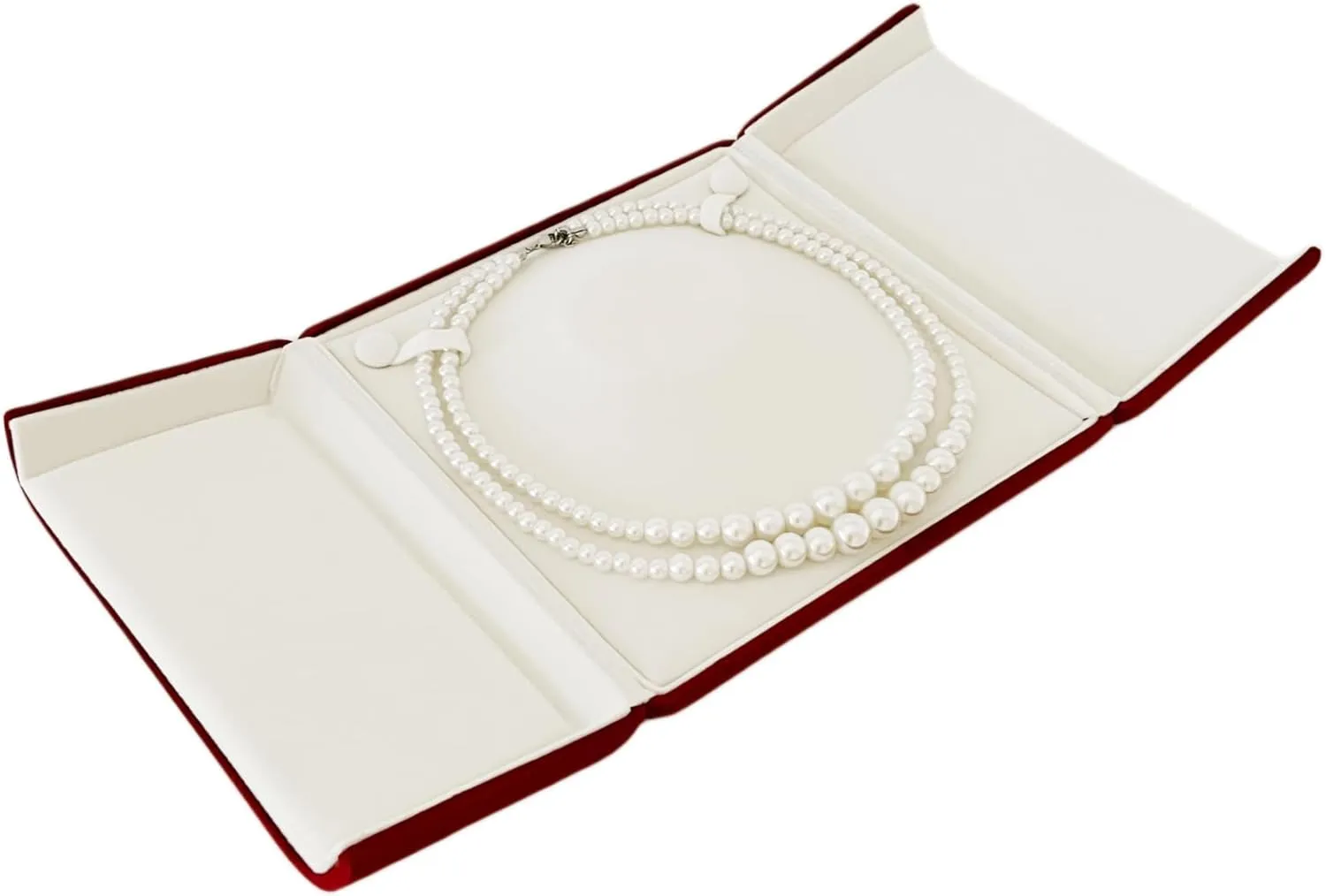 Dark Red Maroon Premium Quality Maroon Velvet Necklace Box Case Banquet Pearl Necklace Pearl Strands for Wedding Birthday Packaging High End (Jewelry is not included)
