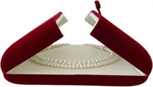 Dark Red Maroon Premium Quality Maroon Velvet Necklace Box Case Banquet Pearl Necklace Pearl Strands for Wedding Birthday Packaging High End (Jewelry is not included)