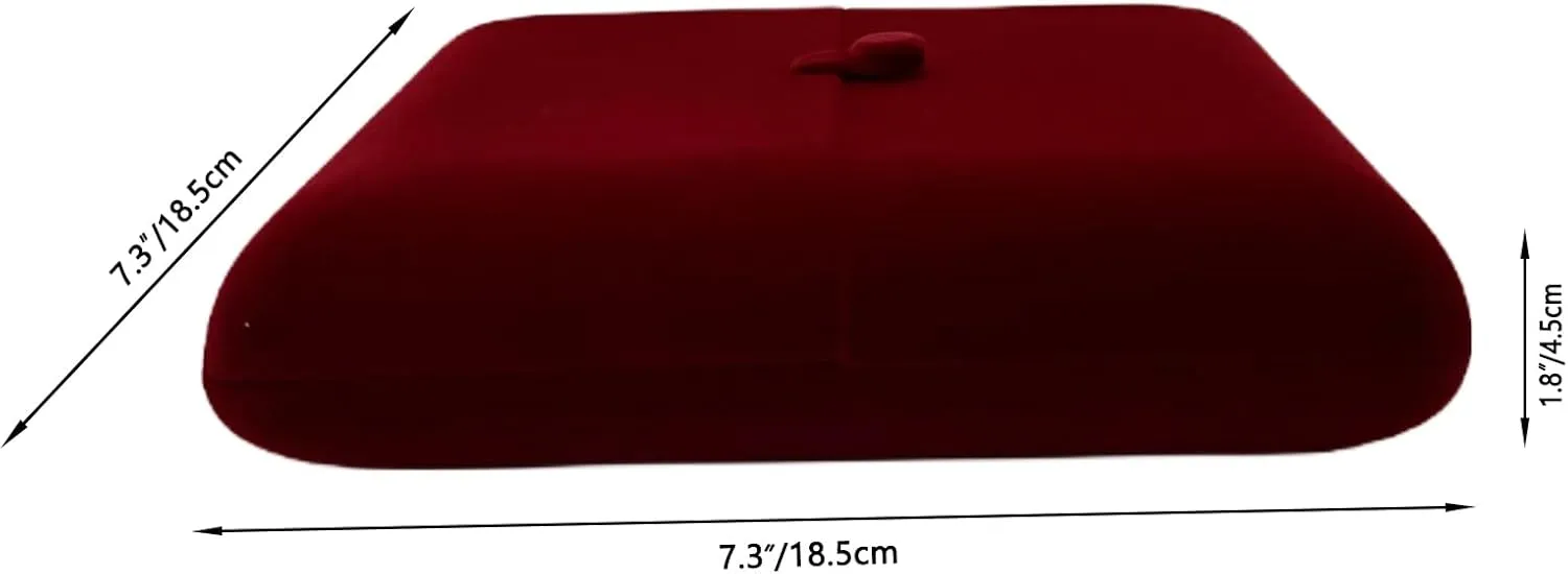 Dark Red Maroon Premium Quality Maroon Velvet Necklace Box Case Banquet Pearl Necklace Pearl Strands for Wedding Birthday Packaging High End (Jewelry is not included)