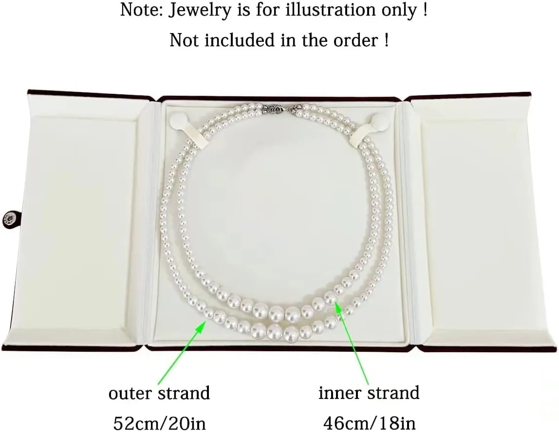 Dark Red Maroon Premium Quality Maroon Velvet Necklace Box Case Banquet Pearl Necklace Pearl Strands for Wedding Birthday Packaging High End (Jewelry is not included)