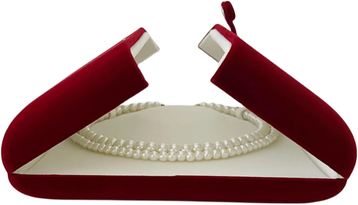 Dark Red Maroon Premium Quality Maroon Velvet Necklace Box Case Banquet Pearl Necklace Pearl Strands for Wedding Birthday Packaging High End (Jewelry is not included)