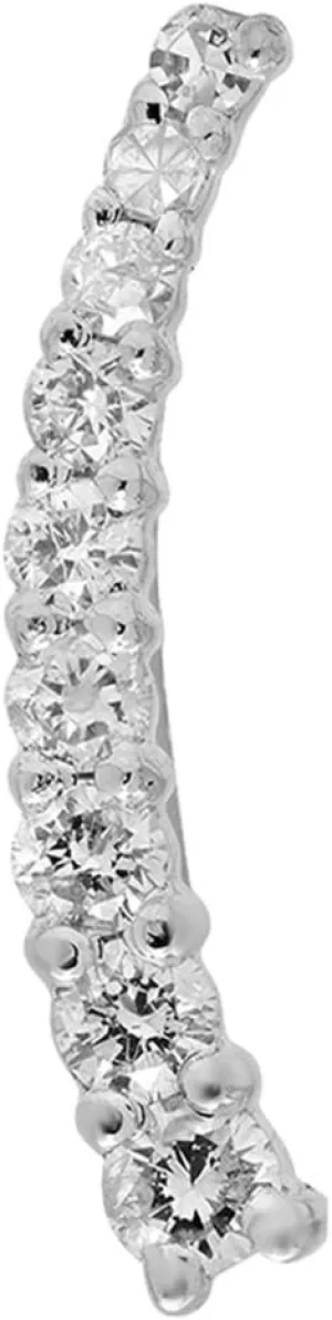 Dazzlingrock Collection 0.1tw 14K Round Cut White Diamond Womens Crawler Climber Earring (Only 1pc), Solid White Gold