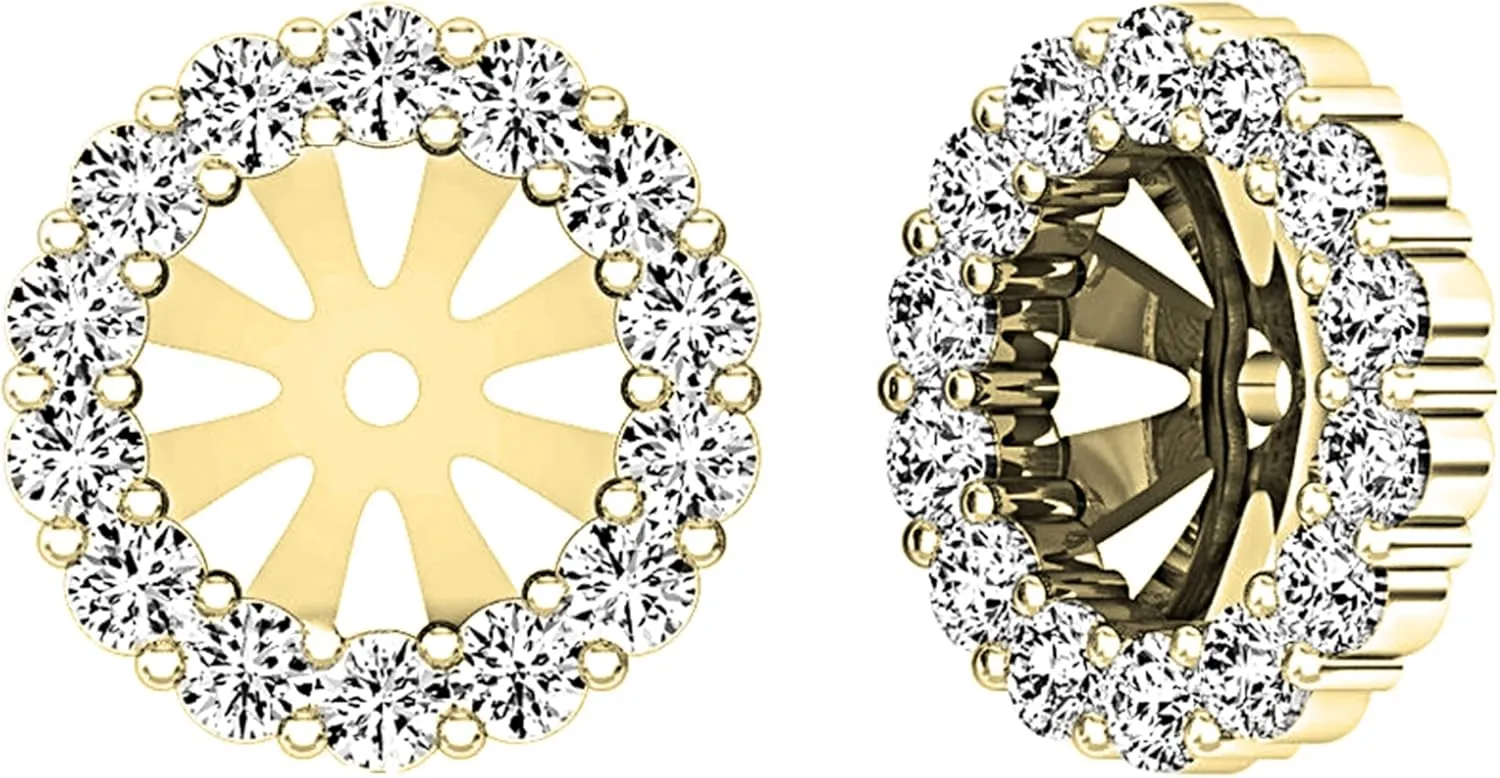 Dazzlingrock Collection 0.65 Cttw 10K Solid Gold Round Cut Diamond Removable Jackets For Stud Earrings