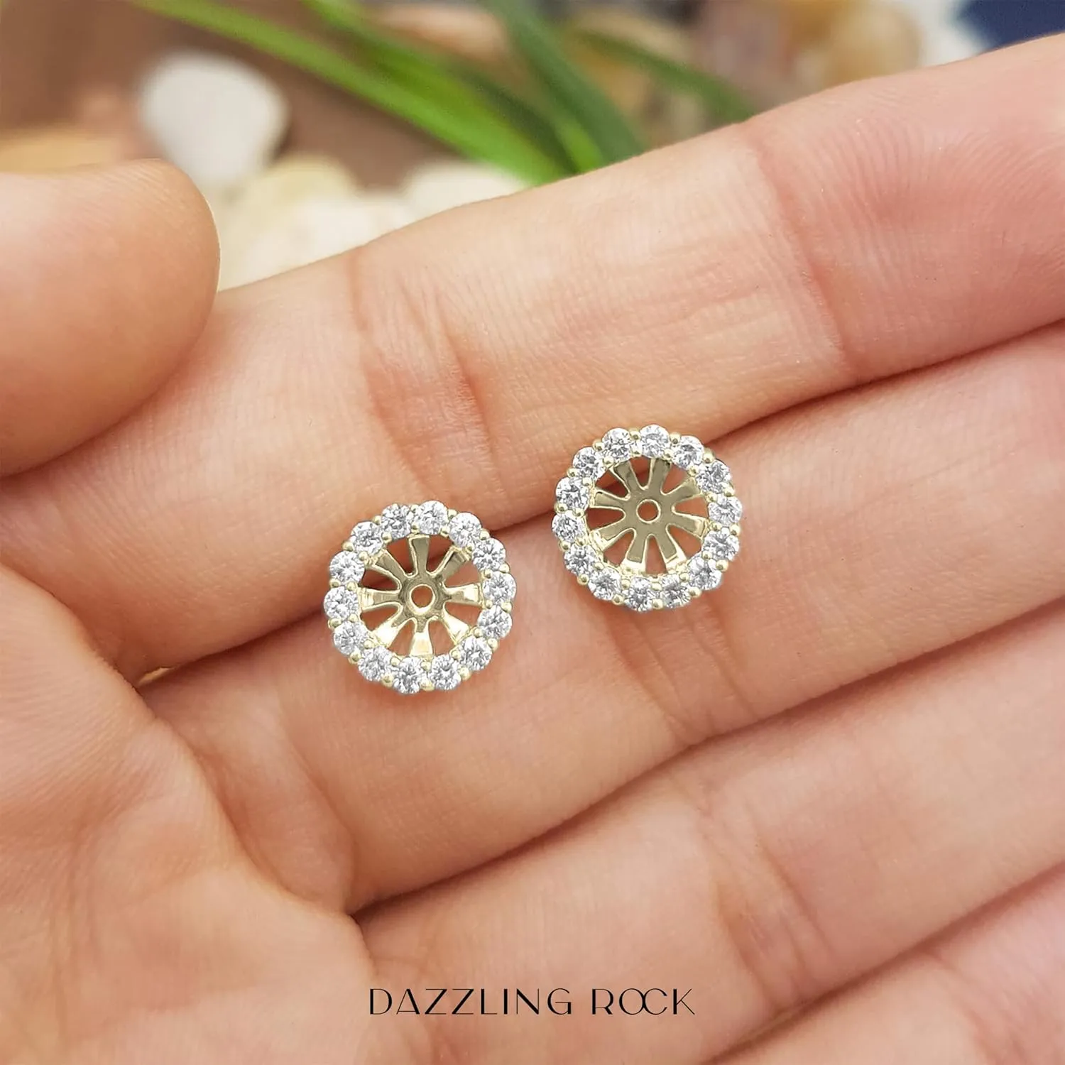 Dazzlingrock Collection 0.65 Cttw 10K Solid Gold Round Cut Diamond Removable Jackets For Stud Earrings