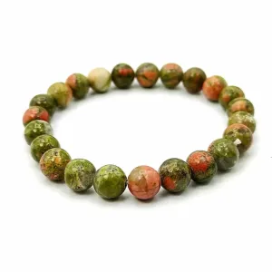 DCE Multi Tiger Eye Gemstone Bracelet Handmade - Stone of Courage - Yellow Red Blue Tiger Eye Crystal Combo Bracelet (Unakite Gemstone)