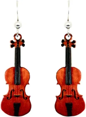 d'ears Classic Violin Earrings, Non-Tarnish Sterling Silver French Hook Ear Wire, made in the U.S.A. by a small family run business. great gift for music lovers