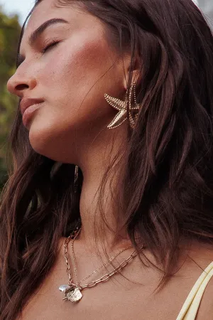Delphin Starfish Drop Earrings Gold