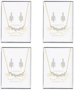 DHQH Bridesmaid Earrings Necklace Set Proposal Gifts Set for Women Leaf Pendant Necklace set of 4/6 Wedding Jewelry
