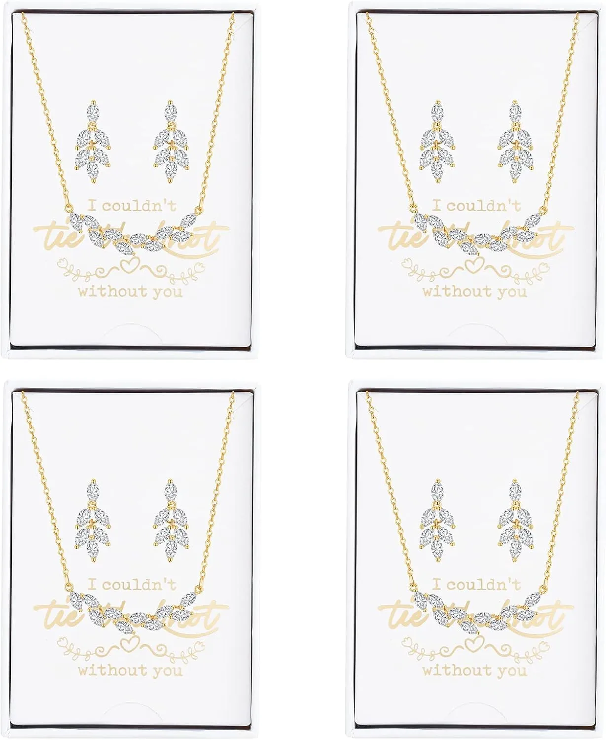 DHQH Bridesmaid Earrings Necklace Set Proposal Gifts Set for Women Leaf Pendant Necklace set of 4/6 Wedding Jewelry