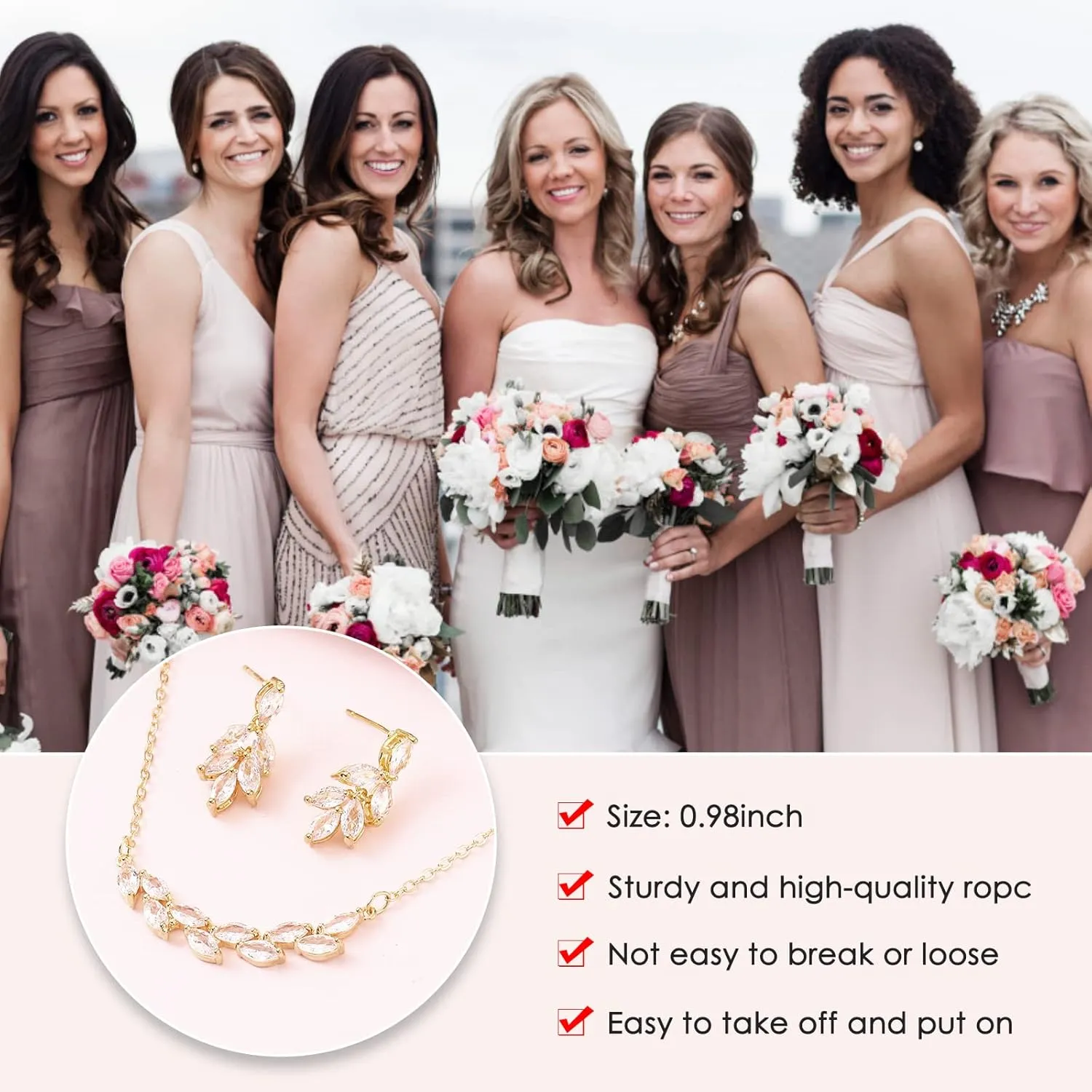 DHQH Bridesmaid Earrings Necklace Set Proposal Gifts Set for Women Leaf Pendant Necklace set of 4/6 Wedding Jewelry